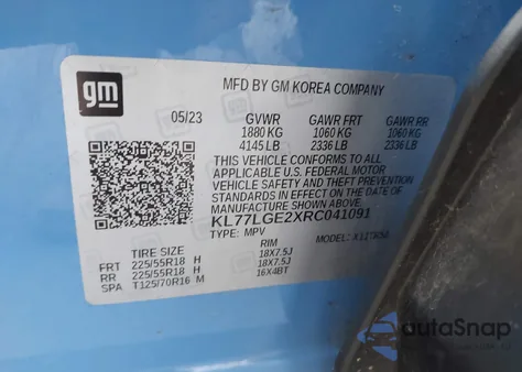 2024 Chevrolet Trax Fwd 1Rs from USA, damaged, VIN KL77LGE2XRC041091